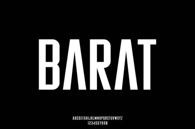 Modern güçlü yoğunlaştırılmış alfabe yazı tipi vektör çizimi. Erkeksi damgalama yazı tipi