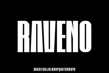 Başlık tasarımı için güçlü kalın yoğunlaştırılmış serif alfabesi yazı tipi vektörü