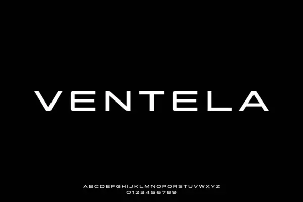 Modern zarif sans serif genişletilmiş biçim alfabesi yazı tipi vektörü resimlemesi