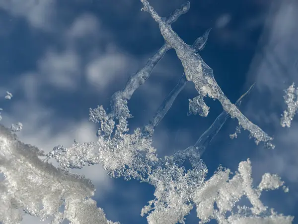 Вулиця Кришталевими Вогниками Снігу Марбург Взимку — стокове фото