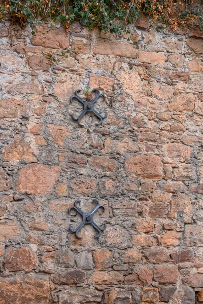 石制背景 旧墙壁 生锈的金属 — 图库照片