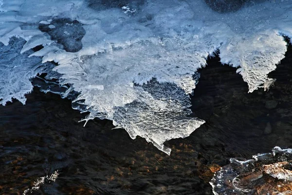 Кристаллы Льда Поверхности Реки — стоковое фото