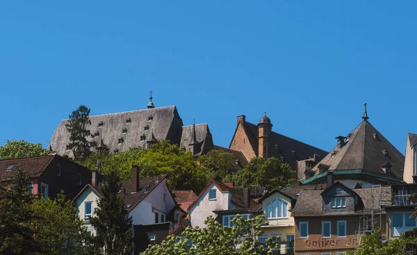 Utsikt Över Den Övre Staden Tak Hus Sluttning Marburg Der — Stockfoto