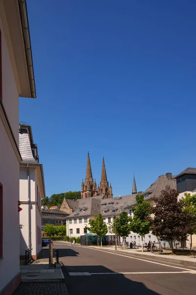 Uni Сайт Marburg Der Lahn View Elisabeth Church Blue Sky — стоковое фото