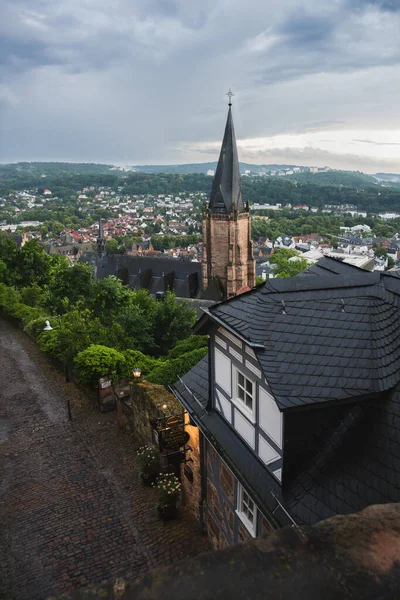 Marburg Der Lahn Lahnberge Utsikt Över Staden Och Omgivningen Kvällsljus — Stockfoto
