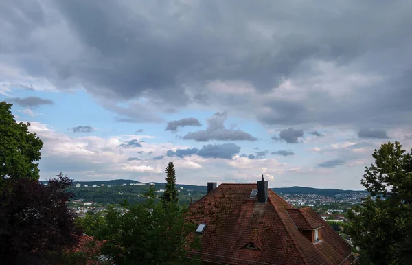 Blick Von Der Oberstadt Marbach Über Hausdächer Auf Die Stadt — Stockfoto