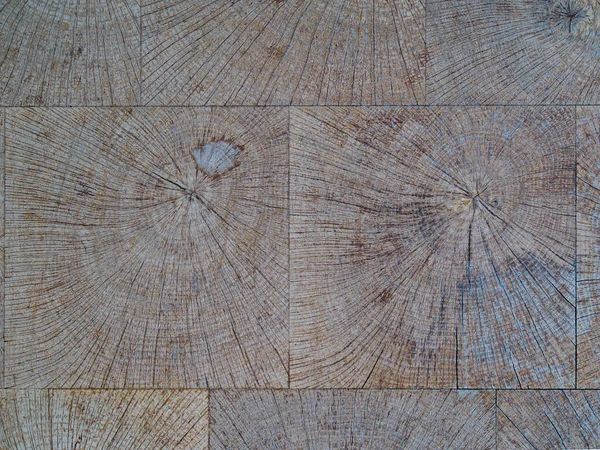 Parquet wooden floor, made of end grain, top view