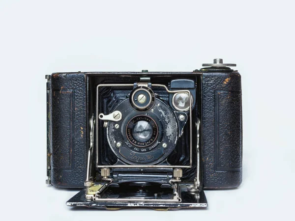 Oude Vintage Camera Witte Achtergrond — Stockfoto