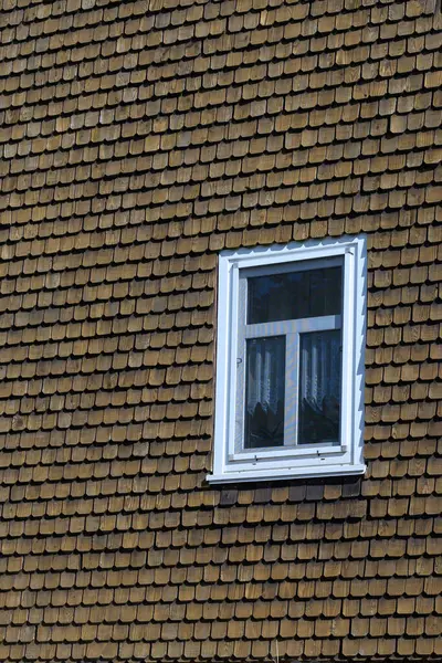 Fachwerkhaus Giebel Mit Holzschindeln Gedeckt Kunsthandwerk Himmelsberg — Stockfoto