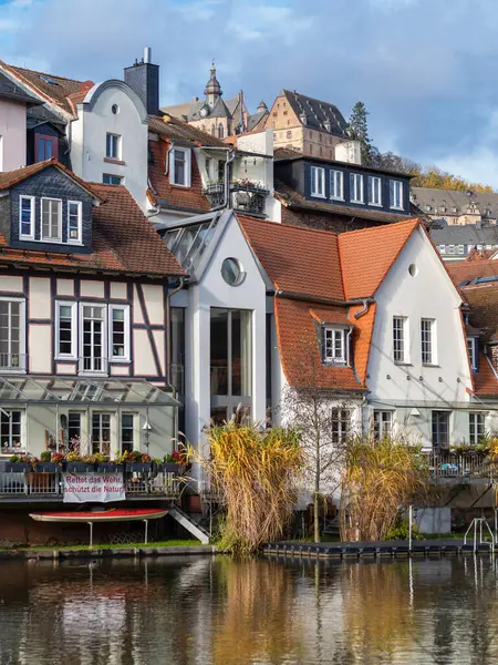 Házak Marburg Weidenhausen Félig Fás Stock Kép