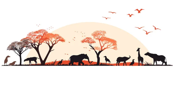 safari animals, silhouette minimalist vector illustration
