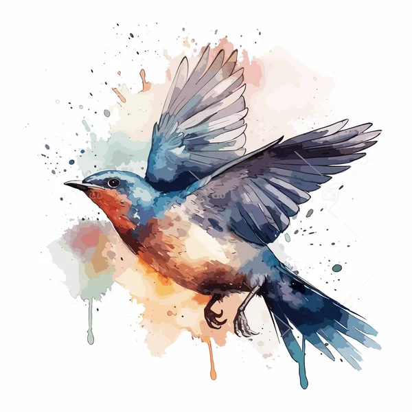 Cute blue bird watercolor isolated on white Vector Image