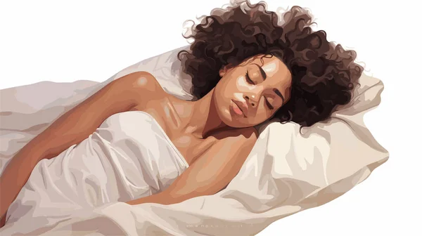 people woman sleeping bed funk art vector illustration