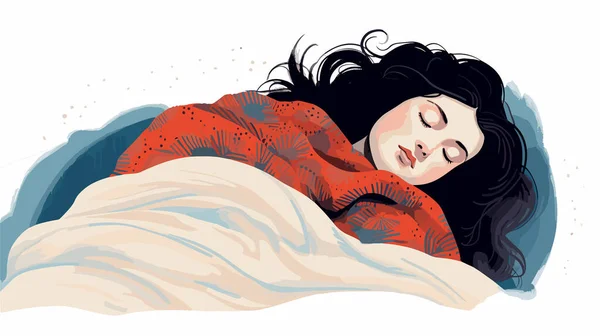 people woman sleeping bed funk art vector illustration