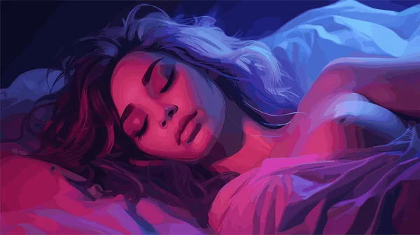 people woman sleeping bed vector illustration