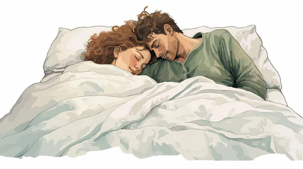 people man woman sleeping bed graphic novel ill vector illustration