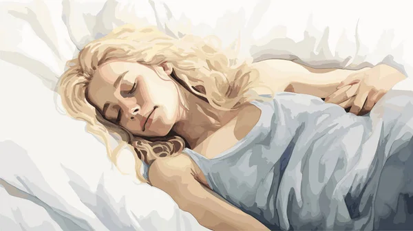 people woman sleeping bed watercolor vector illustration