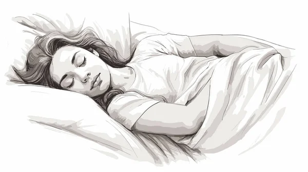 people woman sleeping bed sketch vector illustration