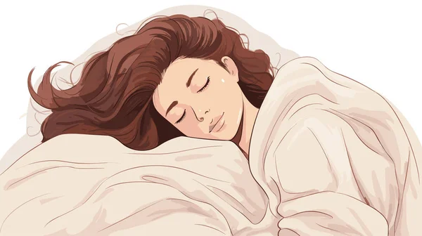 people woman sleeping bed doodle style vector illustration