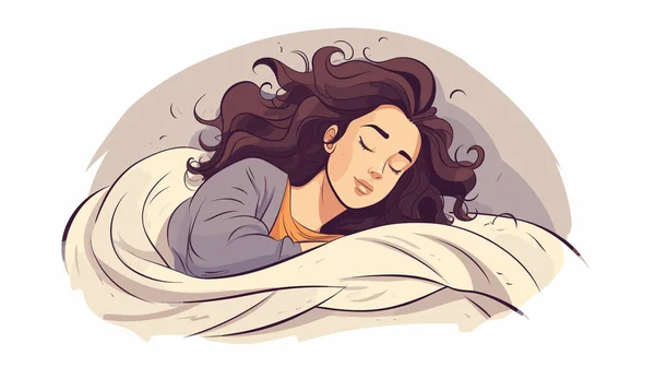 people woman sleeping bed doodle style vector illustration