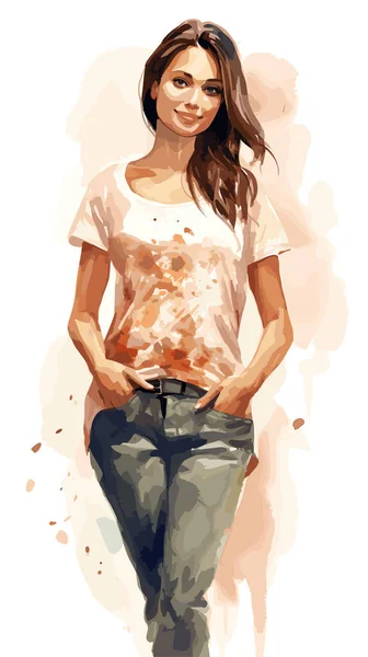 people young pregnant mom full body watercolor ill vector illustration