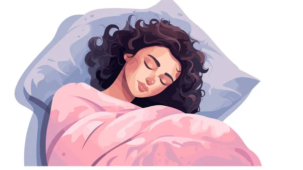 people woman sleeping bed cute vector illustration