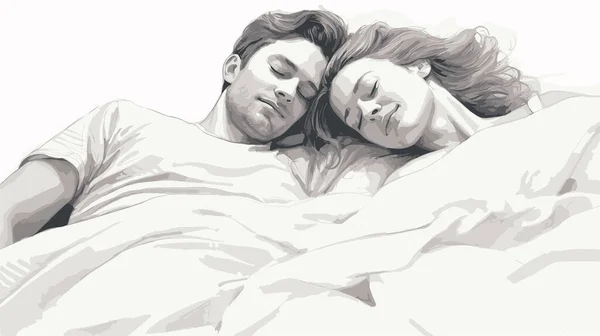 people man woman sleeping bed sketch vector illustration