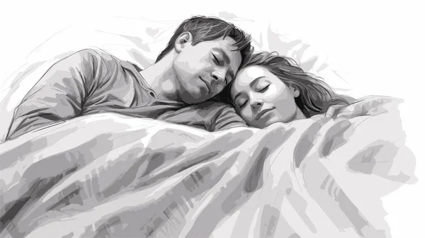 people man woman sleeping bed sketch vector illustration