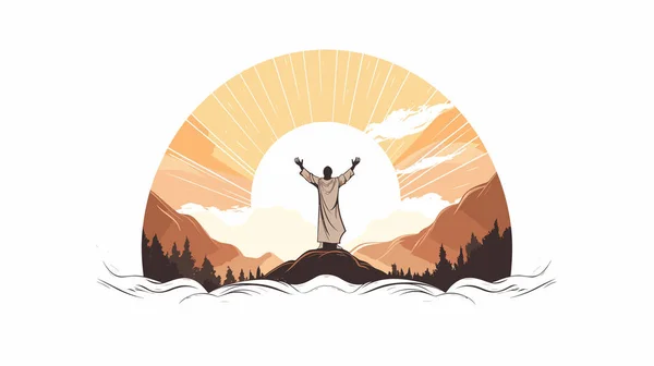 religion Christians worship praise silhouette vector illustration