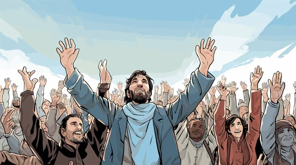 religion Christians worship praise graphic vector illustration