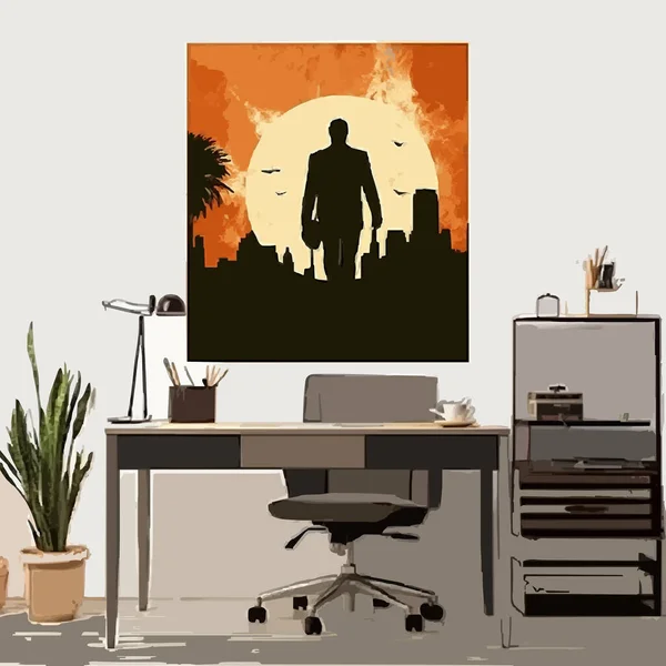 business office silhouette distressed