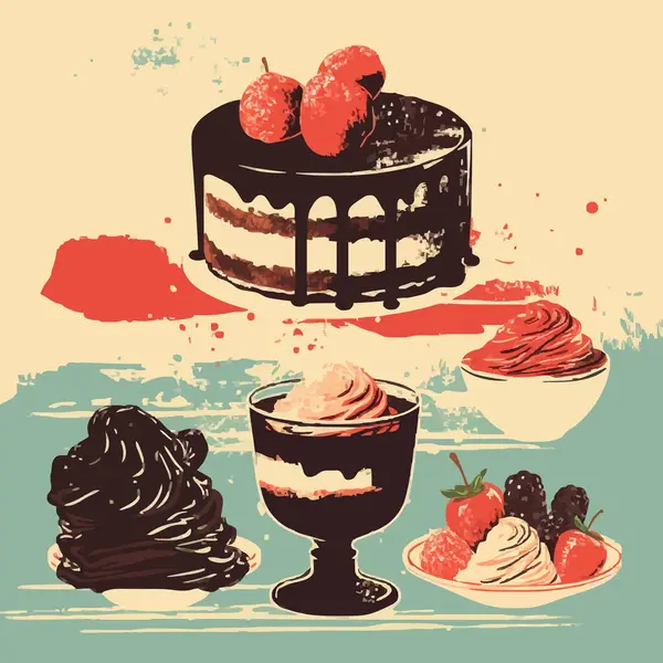 food dessert assortment silhouette distressed re