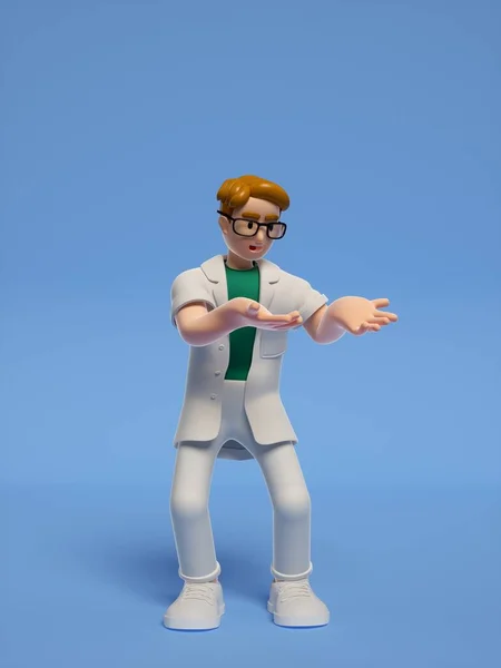 3d render of a man with a blue eyes and a white t-shirt and a mask on a