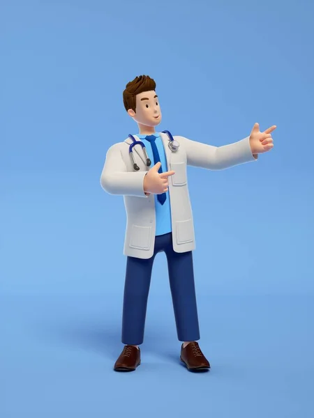 Läkare Med Stetoskop Blå Bakgrund — Stockfoto