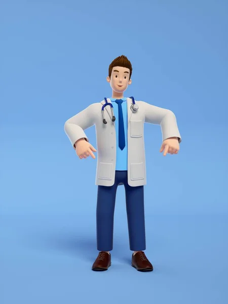 Återgivning Tecknad Läkare Med Stetoskop — Stockfoto