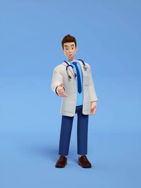 Återgivning Läkare Med Ett Stetoskop Blå Bakgrund — Stockfoto
