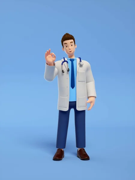医生用听诊器在蓝色背景 — 图库照片