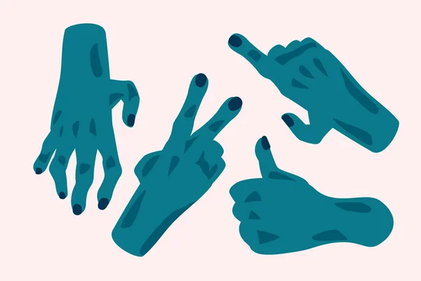 Zombie Hände Flache Illustration Urlaub Halloween Vektorgrafik Für Soziale Medien — Stockvektor