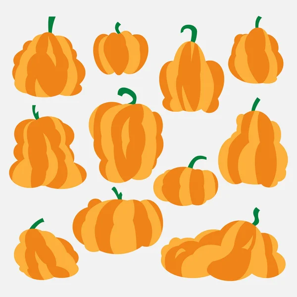 Vektor Kürbisse Silhouette Orangefarbener Kürbis Unterschiedliche Form Für Halloween Flaches — Stockvektor