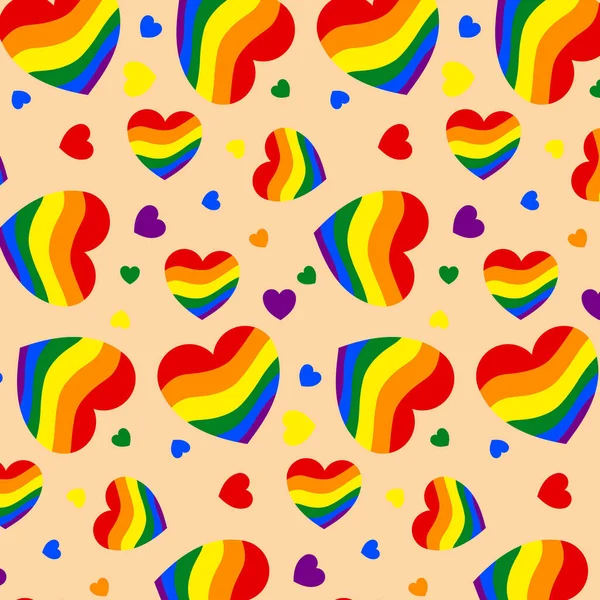 Lgbt Communauté Patern Graphiques Vectoriels Rainbow Heart Patern Design Plat — Image vectorielle