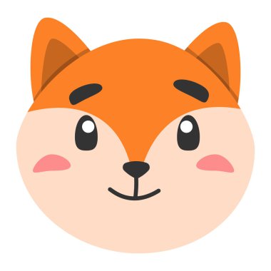 Sevimli hayvan tilki simgesi, düz tasarım için düz illüstrasyon