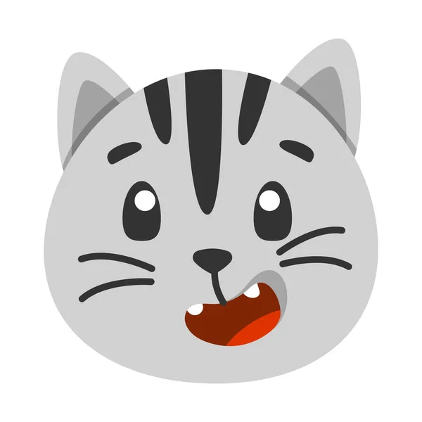 Милий Значок Сірого Кота Тварини Плоска Ілюстрація Вашого Дизайну Плоского — стоковий вектор
