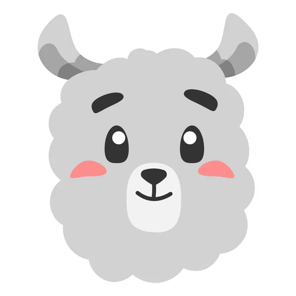 Cute Animal Lama Icon Flat Illustration Your Design Flat Style — Stock Vector