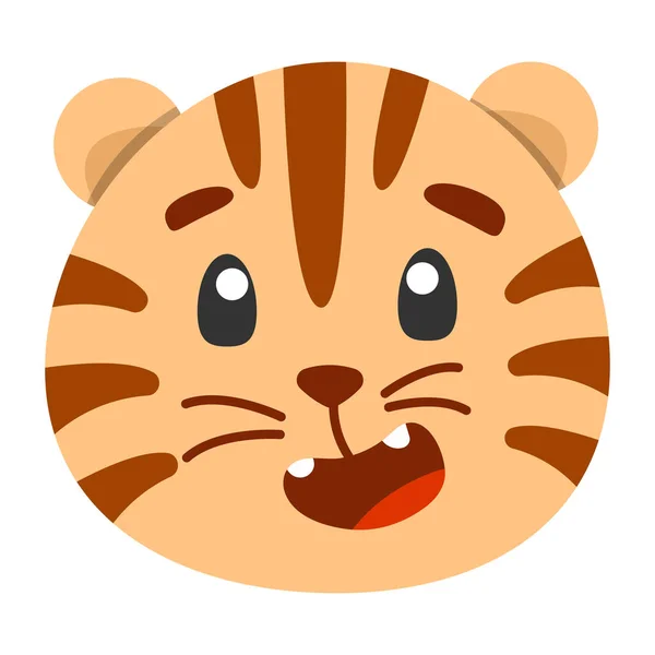 Lindo Animal Tigre Icono Ilustración Plana Para Diseño Estilo Plano — Vector de stock
