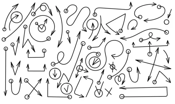 薄い矢印 混沌としたサイズ 食糧コレクションのための機械様式の手描かれた円が付いている矢印アイコン ベクター — ストックベクタ