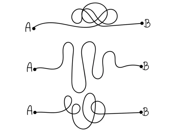 Chemin Compliqué Point Illustration Vectorielle Simplifier Chaos Résoudre Les Problèmes — Image vectorielle