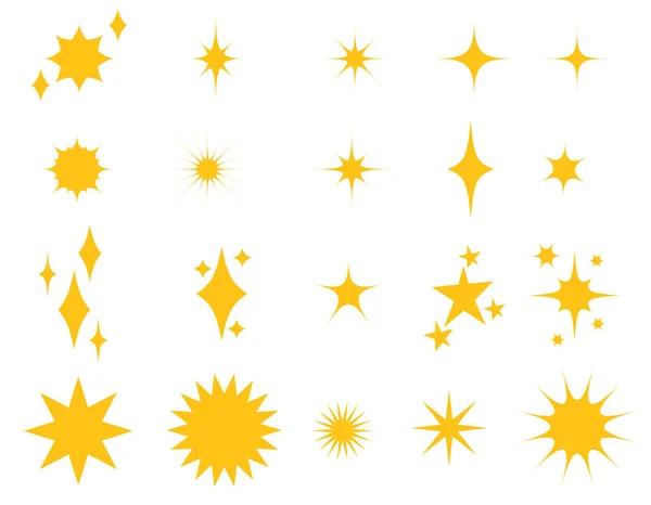 Große Menge Futuristischer Glänzender Sterne Starbesetzung Abstraktes Zeichenvektordesign Mit Glitzereffekt — Stockvektor