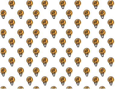 Lamba hattı el çizimi kusursuz desen tasarımı. Ampul simgesi. El çizimleri. Büyük fikirlerin, yeniliklerin ilham kaynağı kavramı. İzole vektör çizimi. Fikir sembolü. Vektör. skeç.