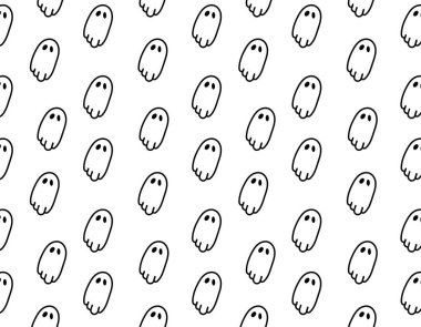 Saydam bir arka planda, hayalet deseni, çizgi tarzı. Vektör illüstrasyonu, Bayram Cadılar Bayramı