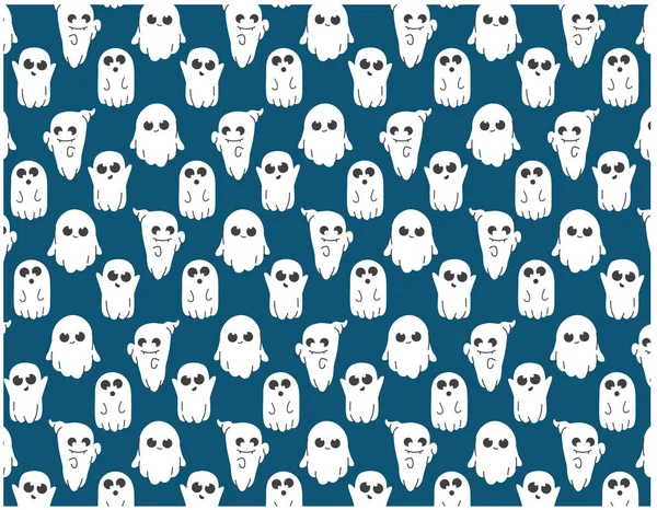 幽灵可爱的图案 扁平和线条风格 背景透明 鬼魂的情感 病媒图解 万圣节假期 — 图库矢量图片